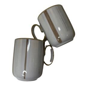 Denby Truffle Layers Tan & Cream Striped Coffee Tea Mug Made in England set of 2